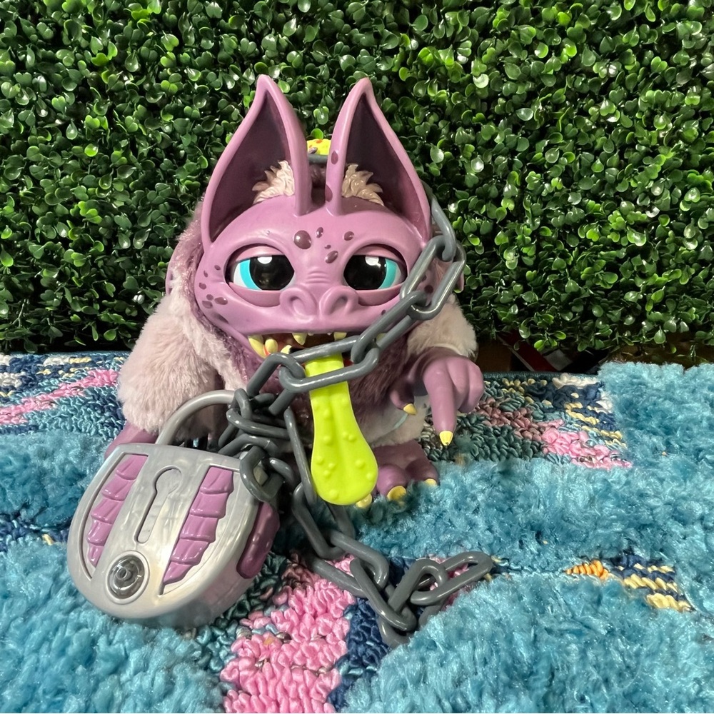 Purple and Gray Interactive Toy with Chain